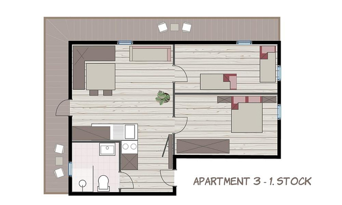 Zimmerplan Apartment 3